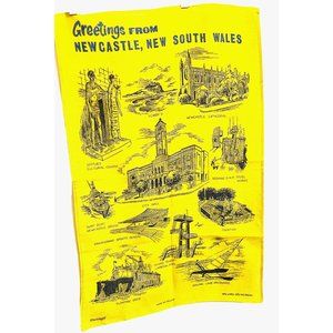 NEW CASTLE NEW SOUTH WALES Yellow Tea Towel by Dunmoy 80% Linen New